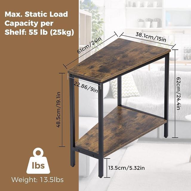 Alt view image 3 of 7 - Wedge End Table - Narrow Triangle End Table - Recliner Table with Storage - Corner Tables for Living Room - Chair Side Tables for Small Spaces - Rectangle Magazine Rack Table - Tall Slim Side Table