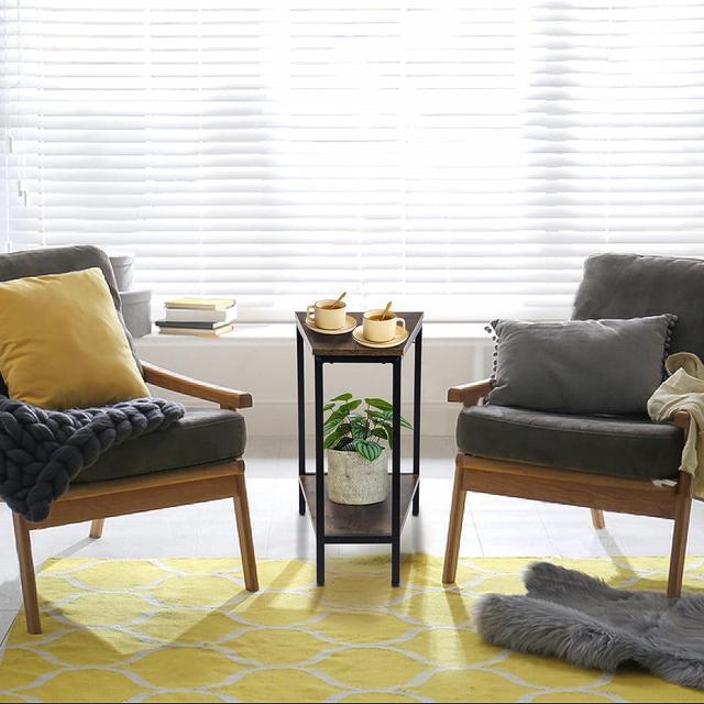 Alt view image 7 of 7 - Wedge End Table - Narrow Triangle End Table - Recliner Table with Storage - Corner Tables for Living Room - Chair Side Tables for Small Spaces - Rectangle Magazine Rack Table - Tall Slim Side Table