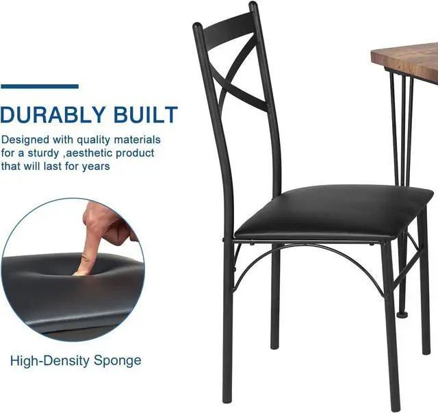 Alt view image 6 of 7 - VECELO 3-Piece Dining Room Kitchen Table and Pu Cushion Chair Sets for Small Space, Seating for Two, Brown, Welcome to consult