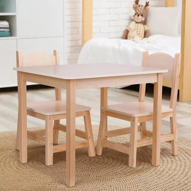 Main image of TOOKYLAND Wood Kids Table and Chairs Set,Natural,Sturdy,Doesn't Wobble,Light Color Children's Furniture,Easy to Match