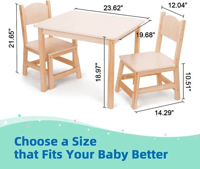 Alt view image 4 of 6 - TOOKYLAND Wood Kids Table and Chairs Set,Natural,Sturdy,Doesn't Wobble,Light Color Children's Furniture,Easy to Match