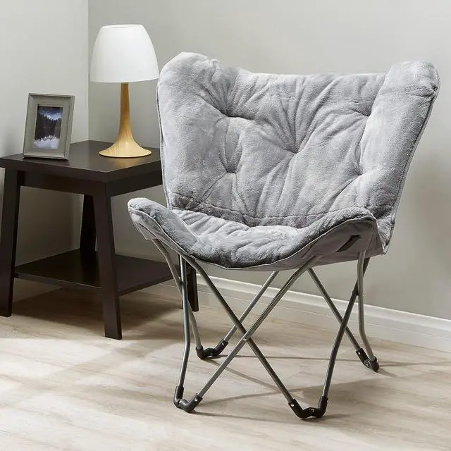 Alt view image 2 of 3 - MUHU Mainstays Folding Faux Fur Butterfly Chair, Spearmint (Gray)