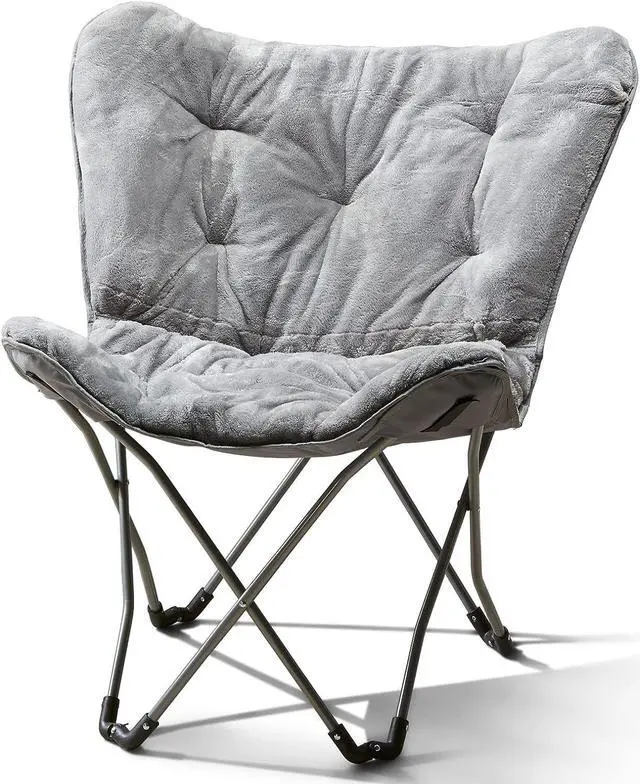 Main image of MUHU Mainstays Folding Faux Fur Butterfly Chair, Spearmint (Gray)