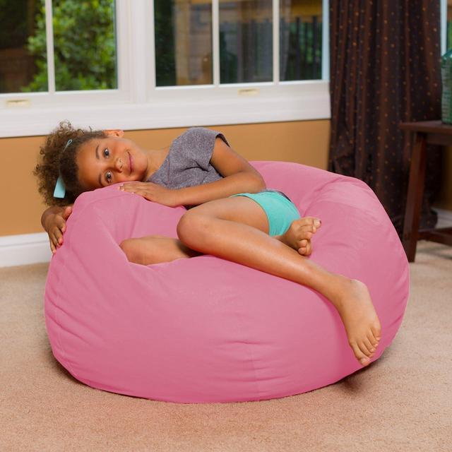 Alt view image 5 of 6 - Big Comfy Bean Bag Chair: Posh Large Beanbag Chairs with Removable Cover for Kids, Teens and Adults - Polyester Cloth Puff Sack Lounger Furniture for All Ages - 27 Inch - Solid Pink
