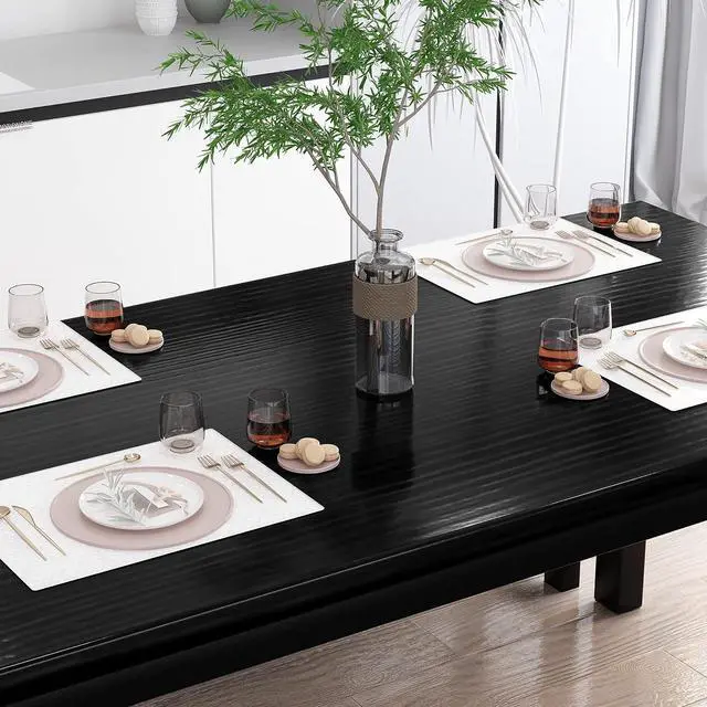Alt view image 3 of 7 - AWQM Dining Room Table Set, Kitchen Set with 2 Benches, Ideal for Home, and Room, Breakfast of 43.3x23.6x28.5 inches, Benches 38.5x11.8x17.5 Black