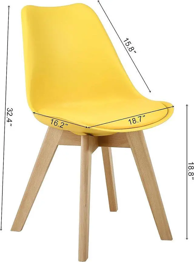 Alt view image 2 of 7 - NOBPEINT Mid Century Modern Kitchen and Dining Room Chair, Set of 2 (Vitality Yellow)