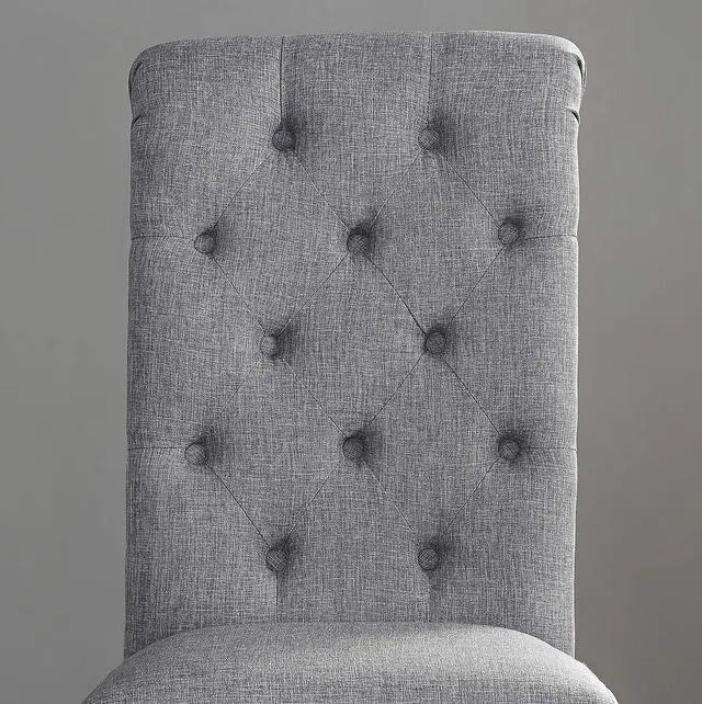 Alt view image 4 of 5 - Roundhill Furniture Leviton Solid Wood Tufted Dining Chair, Set of 2, Gray