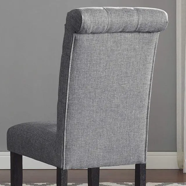 Alt view image 5 of 5 - Roundhill Furniture Leviton Solid Wood Tufted Dining Chair, Set of 2, Gray