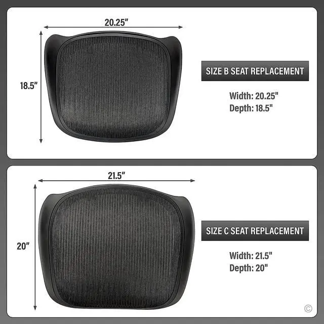 Alt view image 2 of 5 - Replacement Seat for Herman Miller Classic Aeron Size B Medium (Black Mesh)