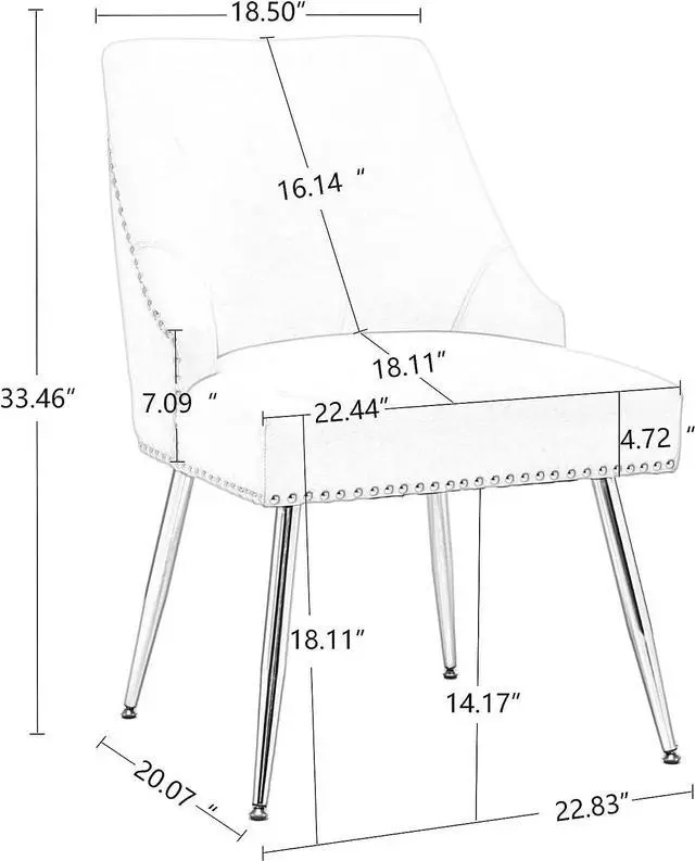 Alt view image 3 of 7 - KCC Velvet Dining Room Chairs Set of 2 Nailhead Back Ring Pull Trim with Gold Legs for Kitchen Living Room(Beige), Welcome to consult
