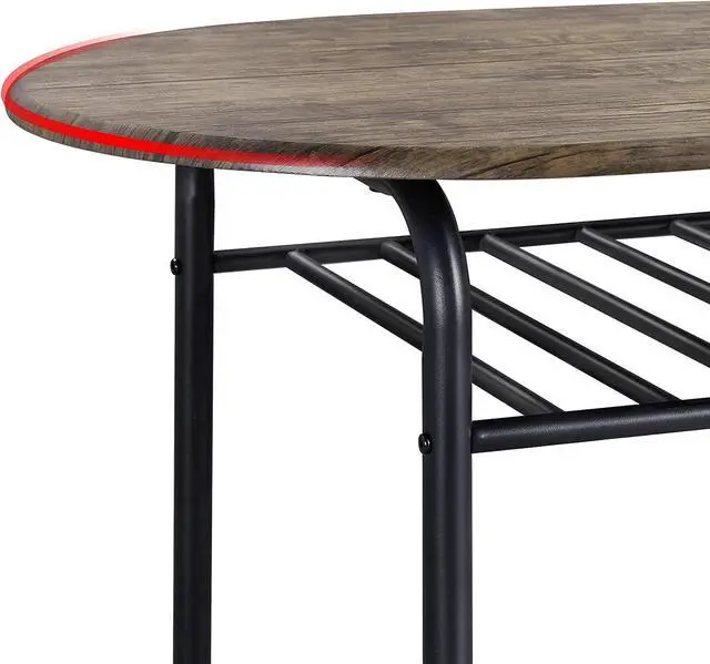 Alt view image 5 of 7 - Topeakmart 3 Piece Round Dining Table Set for 2 w/Shelf Storage Drift Brown