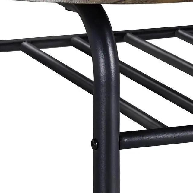 Alt view image 6 of 7 - Topeakmart 3 Piece Round Dining Table Set for 2 w/Shelf Storage Drift Brown