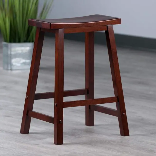 Alt view image 2 of 6 - Winsome Satori Saddle Seat Counter Stool, Walnut, 24"