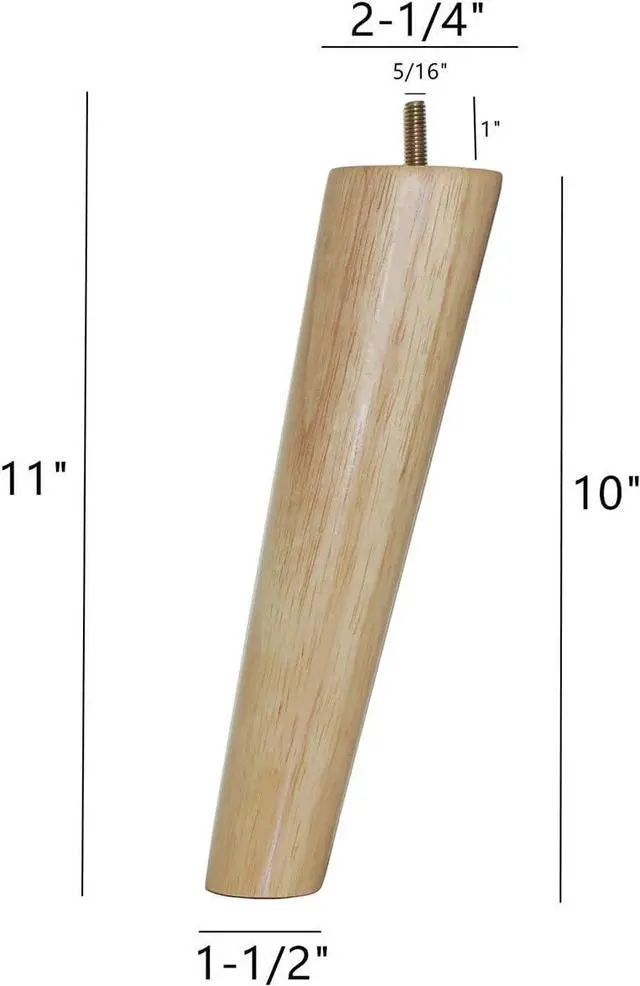 Alt view image 2 of 6 - Solid Wood Replacement Furniture Sofa Couch Leg 10 inch Heavy Duty Set of 4