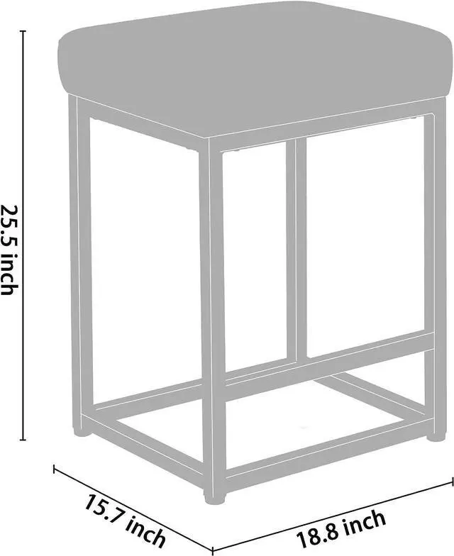 Alt view image 3 of 6 - CangLong 24" Bar Stool Counter Height Bar Stools with Footrest Faux Leather Backless Kitchen Dining Cafe Chair with Sturdy Metal Steel Frame Base for Indoor Outdoor,Set of 2,Brown