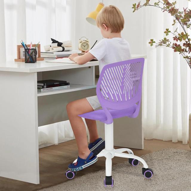 FurnitureR 360 Swivel Task Chair, Low Back Armless Writing Desk Chair with  Adjustable Height & Lumbar Support for Teens Boys Girls Students, Computer  Desk Chair for Home Office, PURPLE 