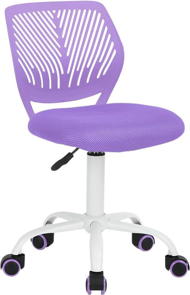 FurnitureR 360 Swivel Task Chair, Low Back Armless Writing Desk Chair with  Adjustable Height & Lumbar Support for Teens Boys Girls Students, Computer  Desk Chair for Home Office, PURPLE 