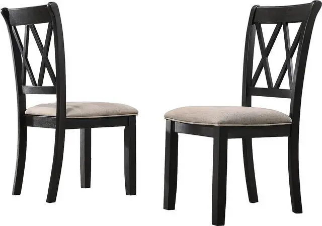 Alt view image 6 of 6 - Roundhill Furniture Windvale Fabric Upholstered Dining Chair, Set of 2, Black