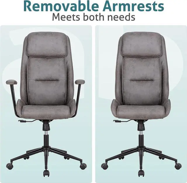 Alt view image 6 of 7 - BOWTHY Executive Chair Mid Century Office Modern Chair, 55° RecliningHigh Back Desk Chair with Wheels, Adjustable Office Chair, Grey Office Chair, Swivel Chair 330lbs, Computer Chair for Adult