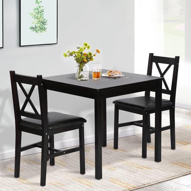 Small Kitchen Table Set for 2, 3 Piece Wooden Dining Table Set