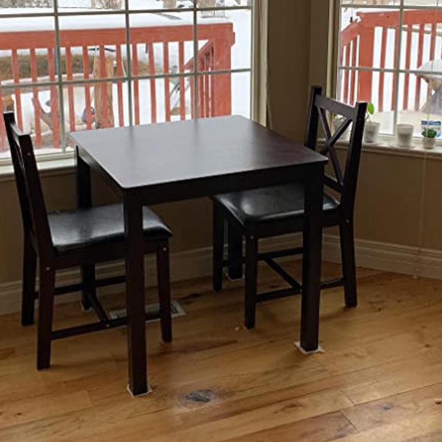 Alt view image 6 of 7 - Small Kitchen Table Set for 2, 3 Piece Wooden Dining Table Set with 2 Chairs for Small Space, Modern Square Counter Height Dinette Set for Kitchen, Restaurant, Dark Brown, Welcome to consult