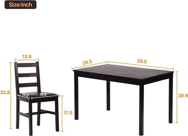 Alt view image 7 of 7 - Small Kitchen Table Set for 2, 3 Piece Wooden Dining Table Set with 2 Chairs for Small Space, Modern Square Counter Height Dinette Set for Kitchen, Restaurant, Dark Brown, Welcome to consult