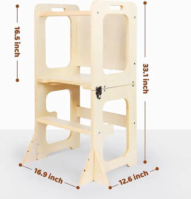 Alt view image 2 of 6 - Asweets 4 in 1 Toddler Standing Tower for Leanring Kitchen Stool Helper with Chalkboard,Safer Than a Step Stool,Art Desk Anti-Slip Protection Ideal Helper for Little Kids in The Kitchen