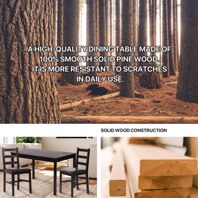 Alt view image 3 of 7 - Small Kitchen Table Set for 2, 3 Piece Wooden Dining Table Set with 2 Chairs for Small Space, Modern Square Counter Height Dinette Set for Kitchen, Restaurant, Dark Brown, Welcome to consult
