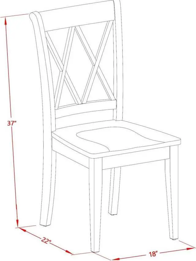Alt view image 3 of 7 - East West Furniture CLC-LWH-W Clarksville Dining Room Chairs - Double Cross Back Wood Seat Chairs, Set of 2, Linen White