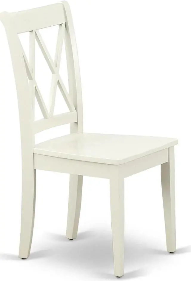 Alt view image 4 of 7 - East West Furniture CLC-LWH-W Clarksville Dining Room Chairs - Double Cross Back Wood Seat Chairs, Set of 2, Linen White