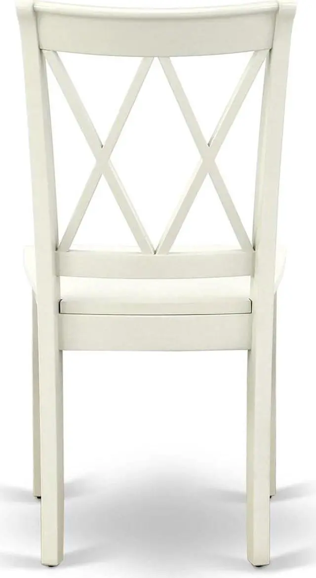 Alt view image 7 of 7 - East West Furniture CLC-LWH-W Clarksville Dining Room Chairs - Double Cross Back Wood Seat Chairs, Set of 2, Linen White
