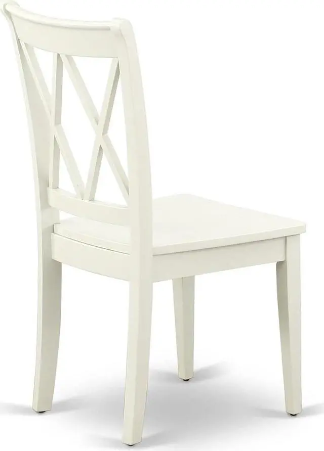 Alt view image 6 of 7 - East West Furniture CLC-LWH-W Clarksville Dining Room Chairs - Double Cross Back Wood Seat Chairs, Set of 2, Linen White