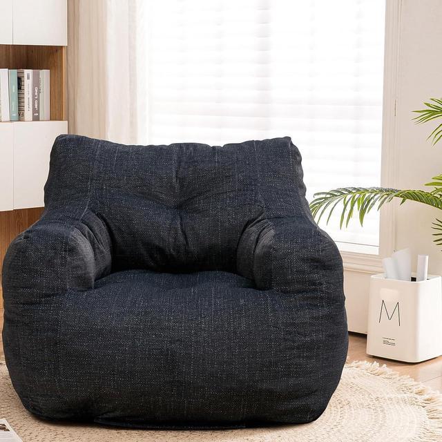 Recaceik Bean Bag Chairs, Soft Cotton Linen Bean Bag Chair with Filler,  Fluffy Lazy Sofa, Comfy Cozy BeanBag Chair with Memory Foam for Small  Spaces, Bedroom, Living Room, Dorm, Dark Gray 