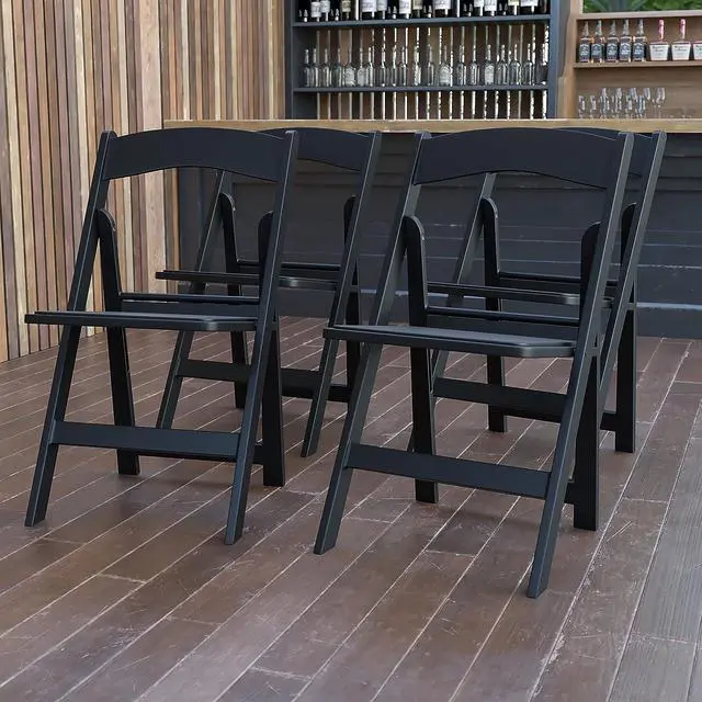 Alt view image 2 of 7 - Flash Furniture Hercules Series Folding Chairs for Weddings and Formal Events, Stackable Commercial Event Seats with 1,000-lb. Static Weight Capacity, Set of 4, Black