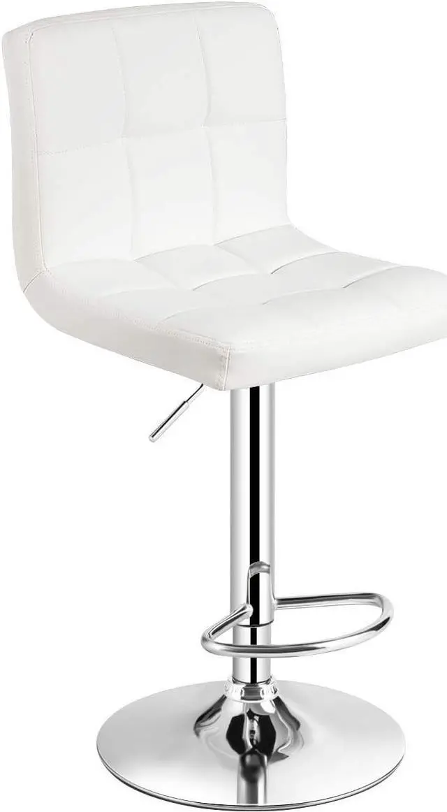 Main image of COSTWAY Bar Stool, Modern Swivel Adjustable Height PU Leather Barstools with Back, Square Armless Counter Height Bar Chair for Kitchen Island Dining Living Bistro Pub Counter, White