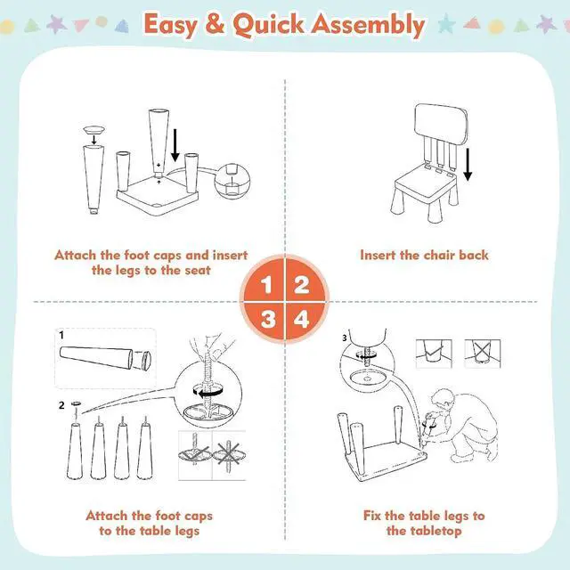 Alt view image 6 of 7 - COSTWAY 3-Piece Kids Table and Chairs Set, Lightweight Plastic Children Activity Center for Reading, Writing, Painting, Snack Time, Kids Furniture Art Study Desk & Chairs Set for Ages 1-7 (Blue)