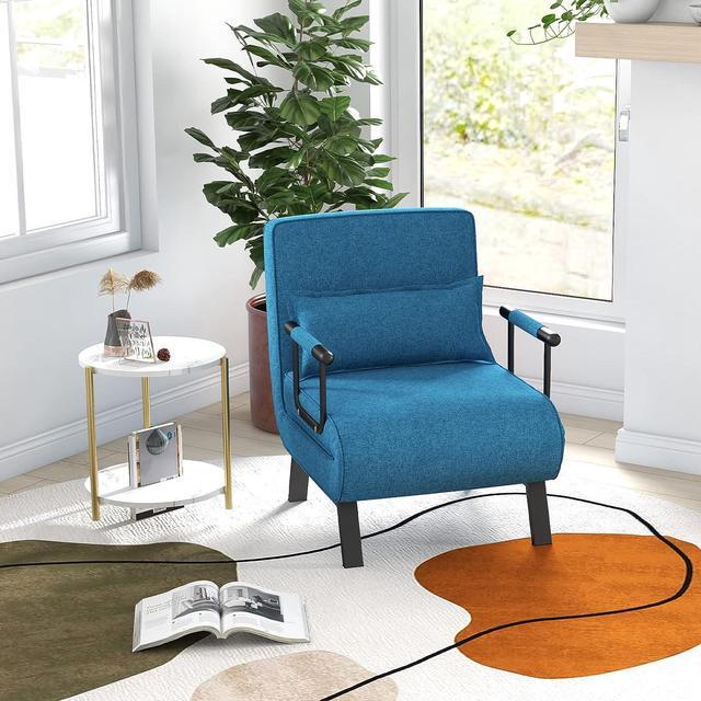 Alt view image 2 of 7 - KOMFOTT Convertible Sleeper Chair Bed, 4-in-1 Folding Sofa Bed with 6-Position Adjustable Backrest, Upholstered Chaise Lounge with Removable Pillow, Leisure Recliner Lounge Couch for Home Office