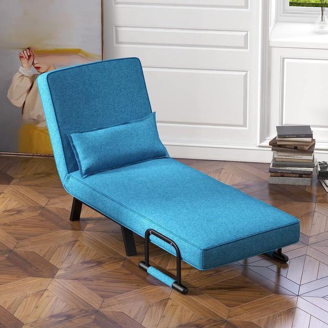 Alt view image 4 of 7 - KOMFOTT Convertible Sleeper Chair Bed, 4-in-1 Folding Sofa Bed with 6-Position Adjustable Backrest, Upholstered Chaise Lounge with Removable Pillow, Leisure Recliner Lounge Couch for Home Office