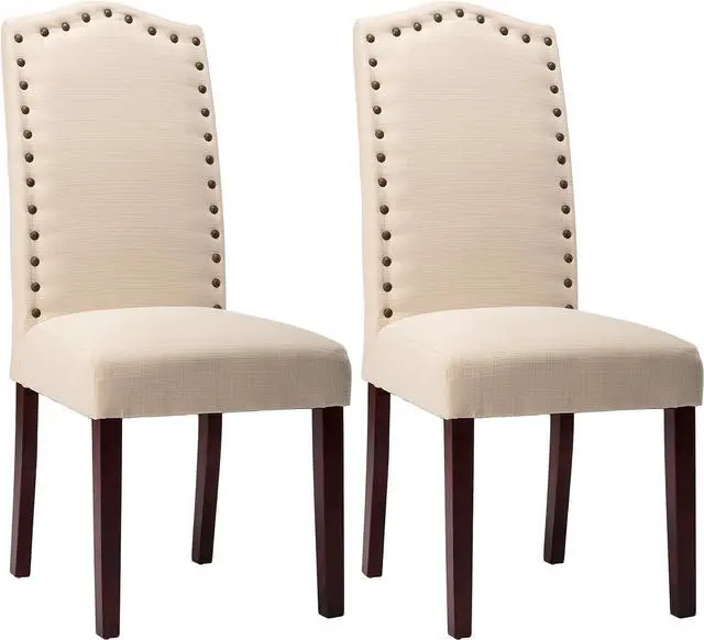 Main image of NOBPEINT Dining Chair Upholstered Fabric Dining Chairs with Arched Backrest,Set of 2(Beige), Welcome to consult