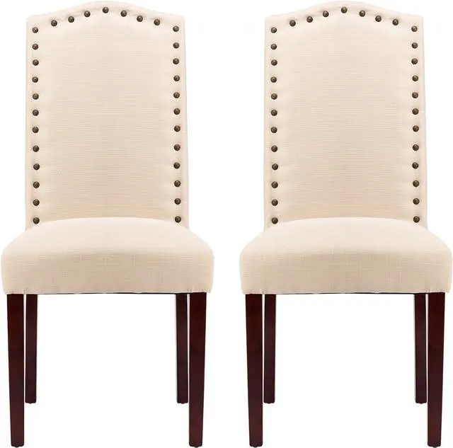 Alt view image 2 of 7 - NOBPEINT Dining Chair Upholstered Fabric Dining Chairs with Arched Backrest,Set of 2(Beige), Welcome to consult