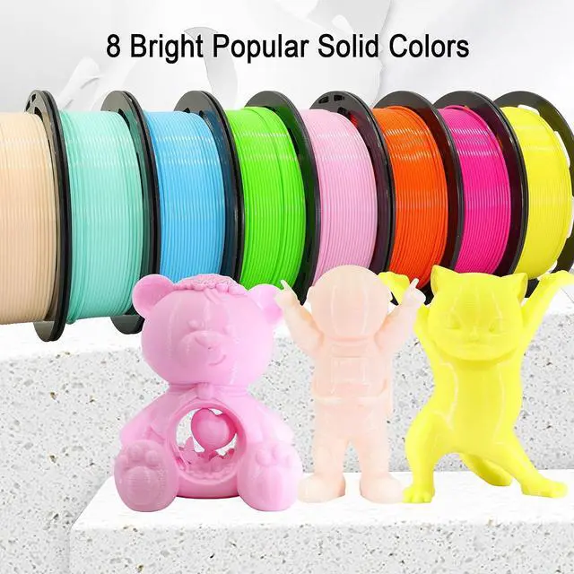 Alt view image 2 of 5 - DO3D 1.75mm 3D Printer PLA Filament 8 Colors Bundle: Pink, Yellow, Orange, Lime Green, Sky Blue, Cyan, Beige, Rose Red, 8 Spools Packed, Each 250g, Total 2Kg 3D Printing Material, 250g x 8 Spools