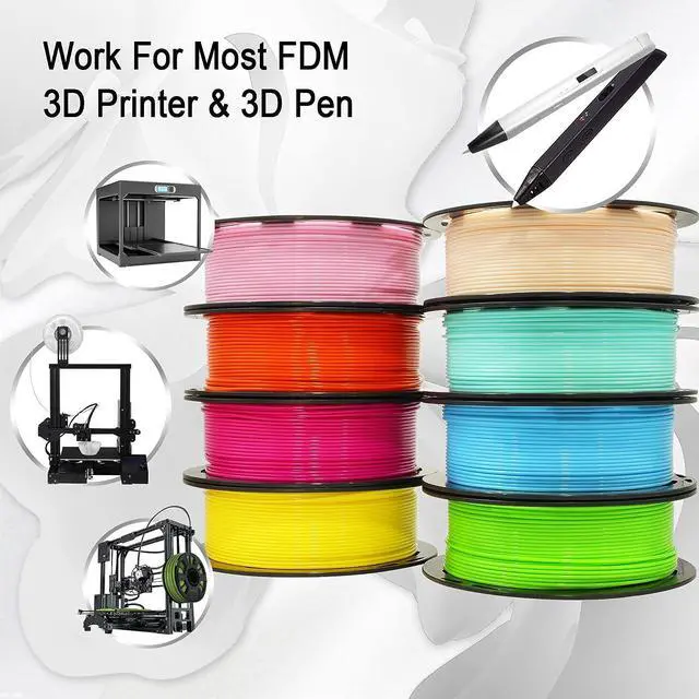 Alt view image 4 of 5 - DO3D 1.75mm 3D Printer PLA Filament 8 Colors Bundle: Pink, Yellow, Orange, Lime Green, Sky Blue, Cyan, Beige, Rose Red, 8 Spools Packed, Each 250g, Total 2Kg 3D Printing Material, 250g x 8 Spools