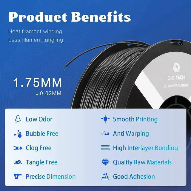 Alt view image 2 of 7 - R QIDI TECHNOLOGY ABS Filament 1.75mm, 3D Printer Filament ABS Rapido 1kg Spool (2.2lbs), Suitable for Hyper Speed Printing, 3D Printing Filament Fit Most FDM 3D Printers, Highly Resistant, Black