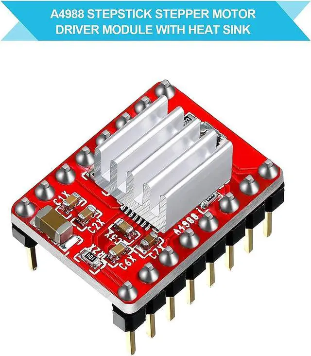 Alt view image 2 of 7 - 10 Pieces Stepper Motor Driver Module with Heat Sink Compatible with Stepstick Stepper A4988 3D Printer Reprap, CNC Machine or Robotics