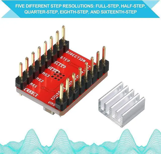 Alt view image 6 of 7 - 10 Pieces Stepper Motor Driver Module with Heat Sink Compatible with Stepstick Stepper A4988 3D Printer Reprap, CNC Machine or Robotics