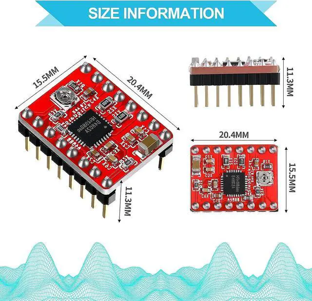 Alt view image 3 of 7 - 10 Pieces Stepper Motor Driver Module with Heat Sink Compatible with Stepstick Stepper A4988 3D Printer Reprap, CNC Machine or Robotics
