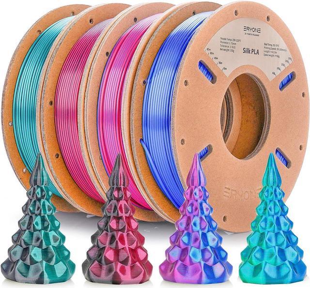 ERYONE PLA Filament 1.75mm for 3D Printer - Silk Multicolor Filament Bundle  Dimensional Accuracy +/- 0.03 mm 3D Printing Filamemt 250g X 4 Spools  (Dual-Color C), Welcome to consult 