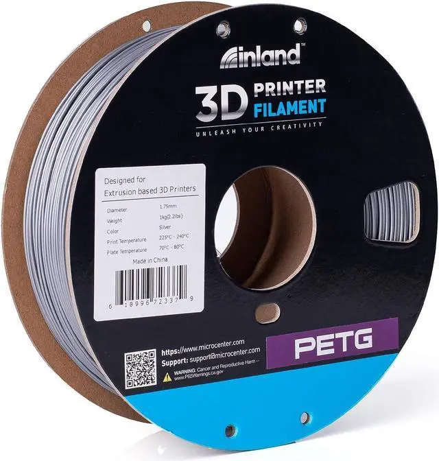 Alt view image 5 of 7 - Inland 1.75mm Silver PETG 3D Printer Filament, Dimensional Accuracy +/- 0.03 mm - 1kg Spool (2.2 lbs), Welcome to consult