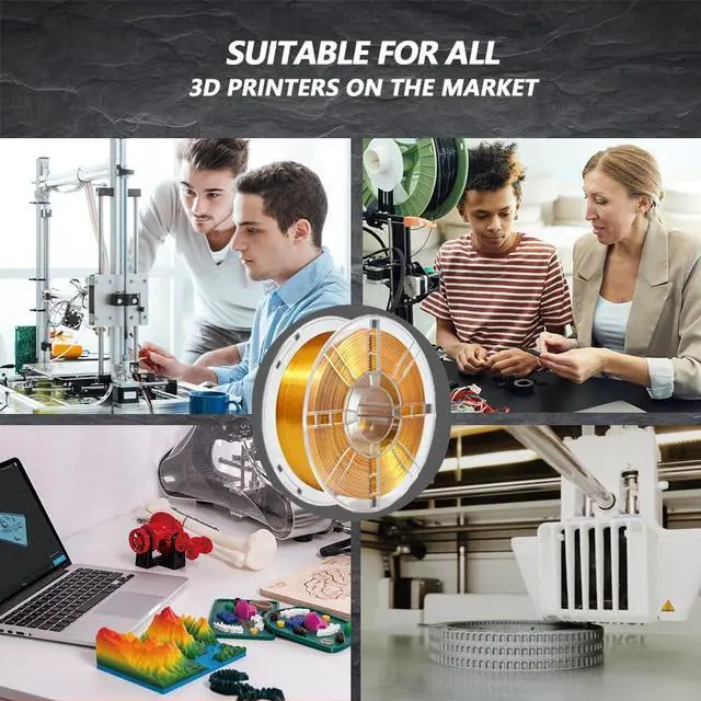 Alt view image 4 of 7 - iBOSS PLA Plus (PLA+) 3D Printer Filament 1.75mm,1kg Spool (2.2lbs) Silk Shiny Filament 3D Printing Filament,Dimensional Accuracy +/- 0.02mm,PLA Pro 3D Filament,Fit Most FDM Printer(Slik Gold)