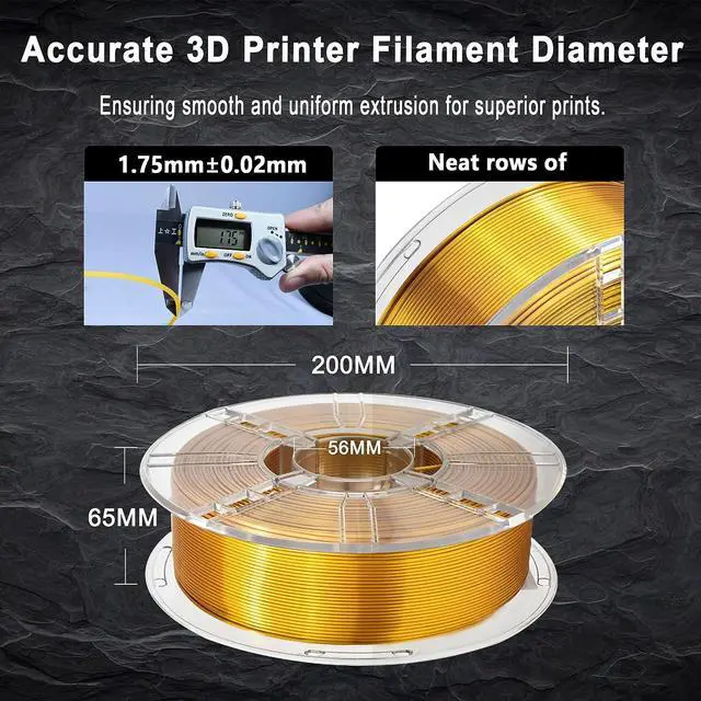 Alt view image 3 of 7 - iBOSS PLA Plus (PLA+) 3D Printer Filament 1.75mm,1kg Spool (2.2lbs) Silk Shiny Filament 3D Printing Filament,Dimensional Accuracy +/- 0.02mm,PLA Pro 3D Filament,Fit Most FDM Printer(Slik Gold)